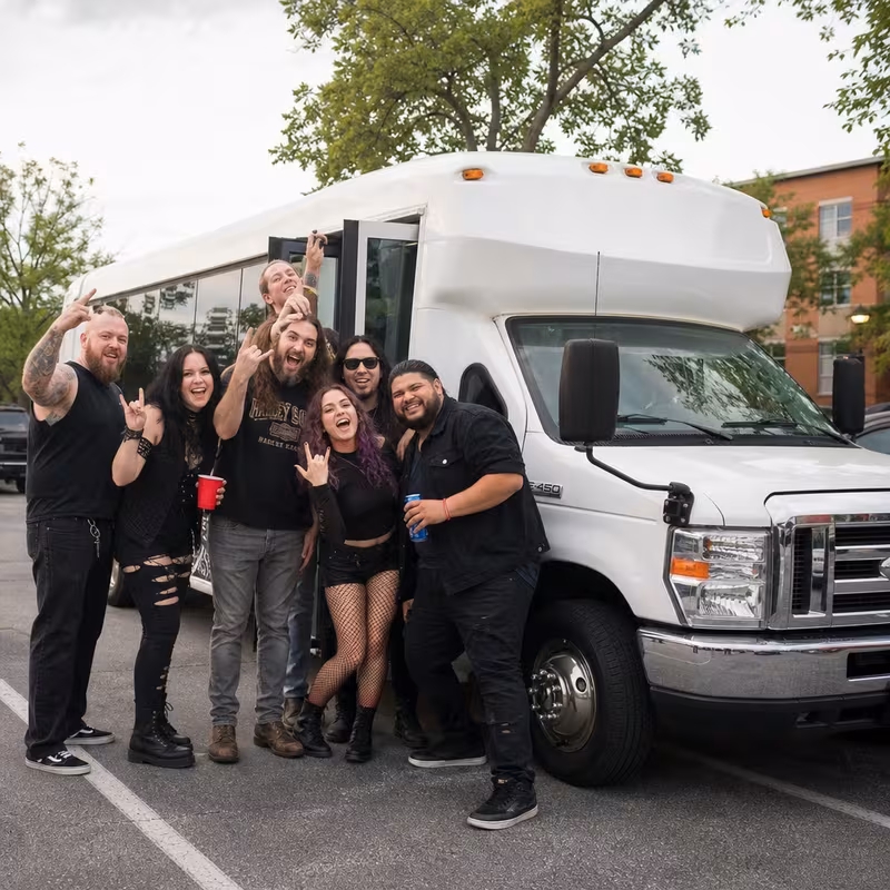 Black Mercedes Sprinter van staged for an Atlanta Concert Transportation group