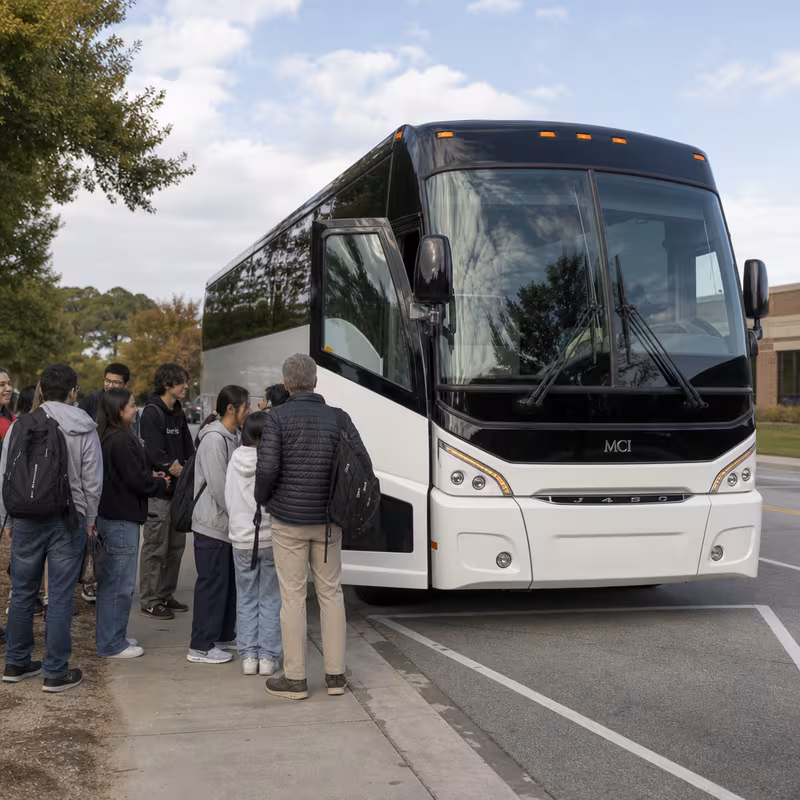 Black Mercedes Sprinter van staged for an Atlanta School Transportation group