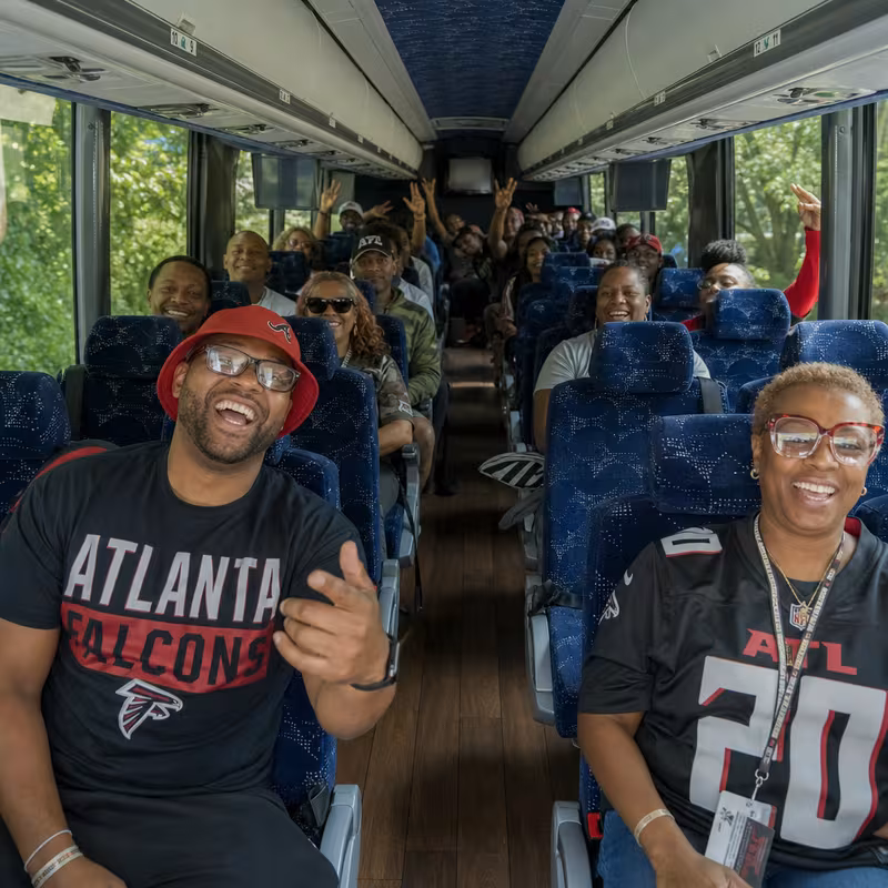 Black Mercedes Sprinter van staged for an Atlanta Sporting Event Transportation group